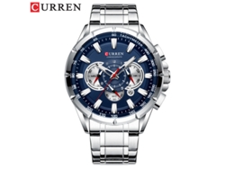 Reloj De Negocios Para Hombre (azul Plateado) De Acero Inoxidable, Cuarzo, Fecha, Seis Manecillas, Luminoso.