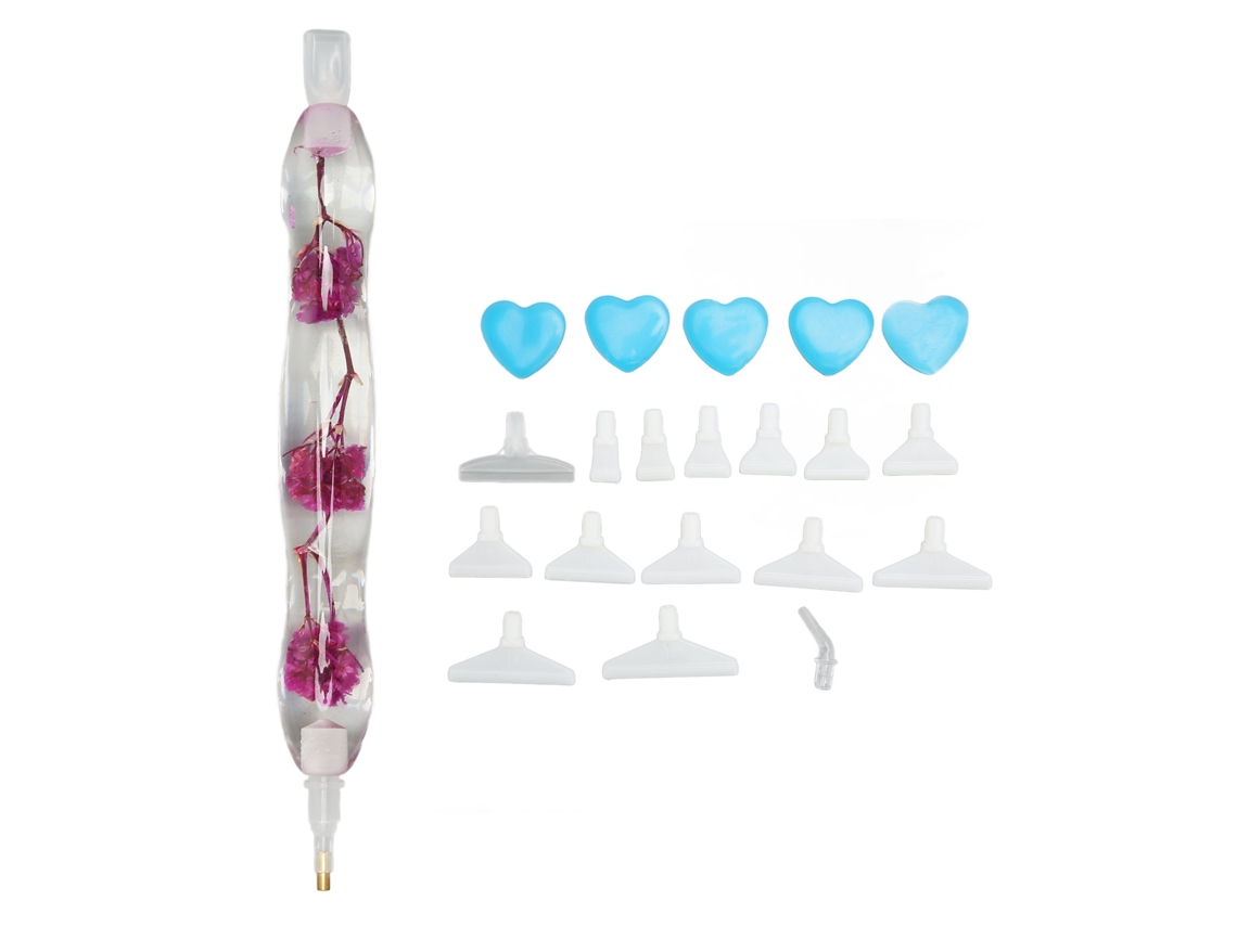 Bolígrafo Para Pintar Con Diamantes De Imitación De 15,8 Cm, Kit Con Puntas De Repuesto Y Accesorios, Flor De Silicona Morada