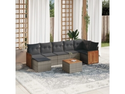 Conjunto de sofás de jardín de 8 piezas DKD Home Decor con cojines de mimbre gris