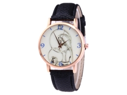Reloj De Pulsera De Cuero Para Hombre/mujer, Estilo Moderno, Cuarzo, Esfera Redonda, Negro.
