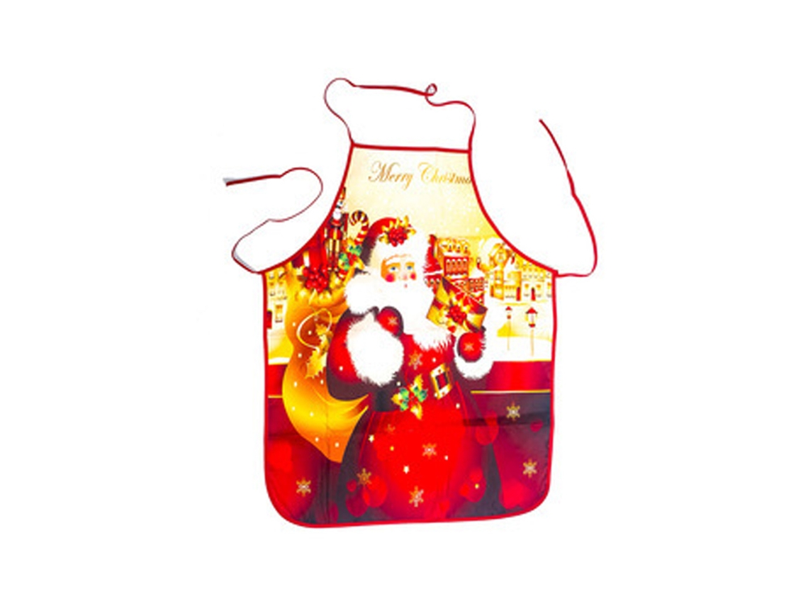 Delantal navideño, estilo tarjeta con Papá Noel/alce/nieve, para cocinar RNEMITERY