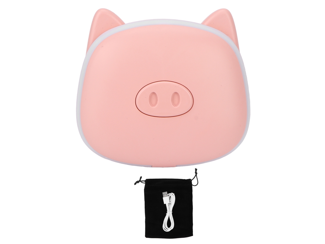 Aquecedor De Mãos Usb Elétrico Com Espelho De Maquiagem Iluminado E Design De Personagens Cartoon