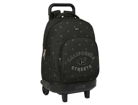 Mochila Escolar con Ruedas SAFTA California (Negro - Poliéster 600D)