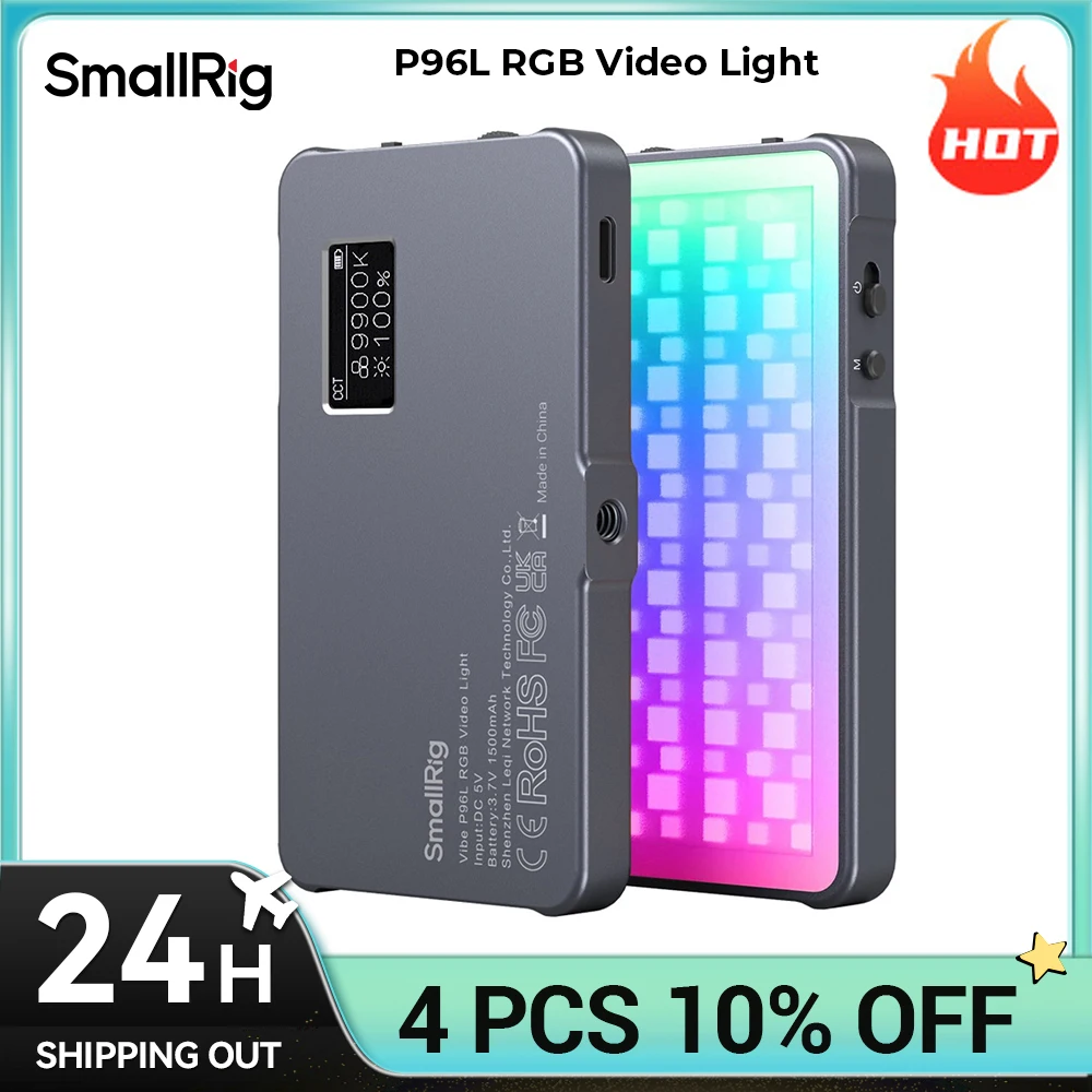 Luz de video RGB P96L (1 kit), luz LED portátil a todo color, CRI 96+, recargable, iluminación para DSLR, modelo 3489B