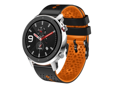 Correa de reloj inteligente de silicona bicolor perforada de 22 mm para Amazfit GTR 4 (negro + naranja)