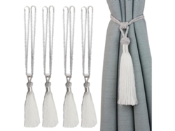 Amarradores de Cortina em Corda com Tassel Artesanais Par Curtain Holdbacks Decorativos Conjunto de 4 Branco