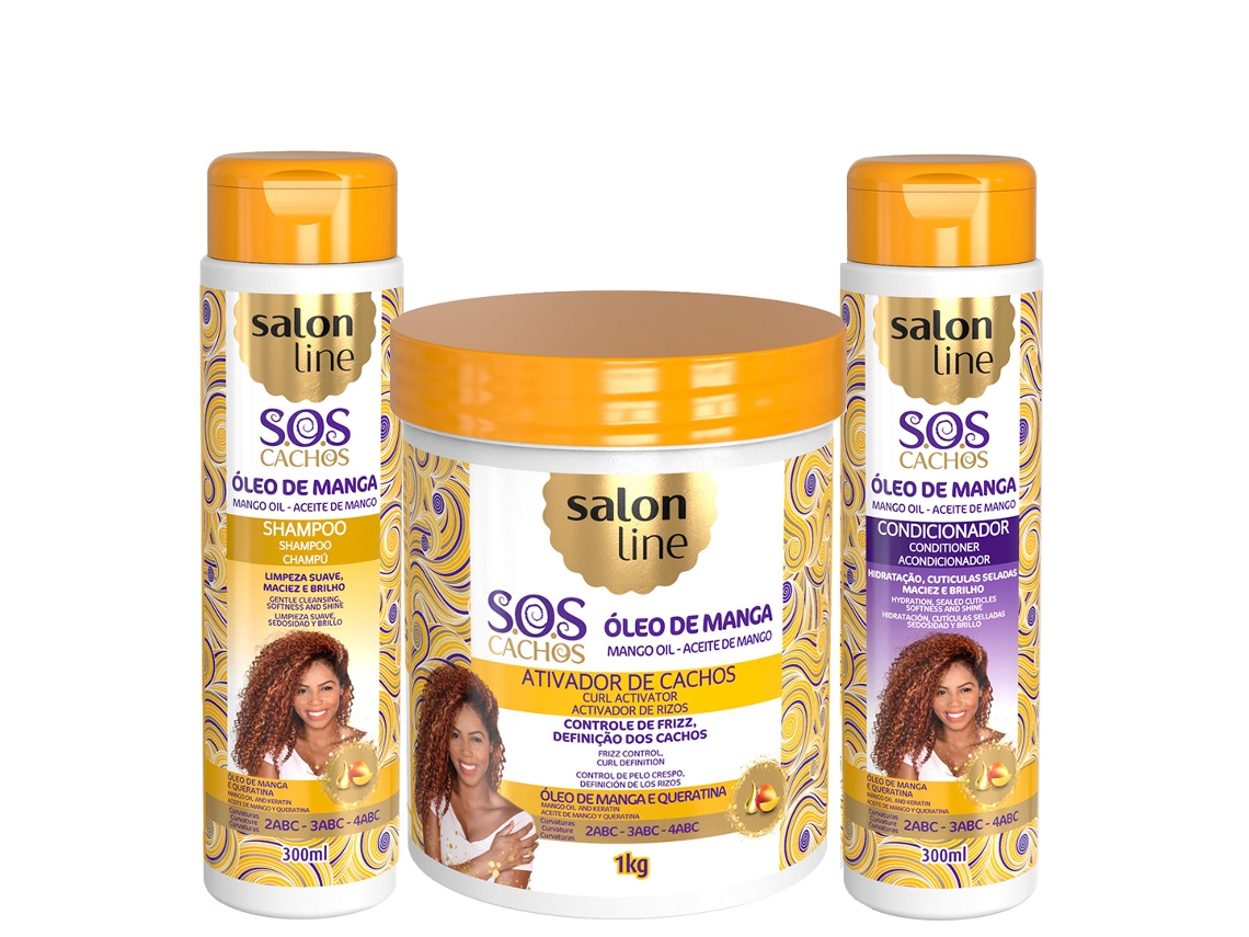 Cofre de Cabello SALON LINE S.O.S Champú Máscara Acondicionador de Aceite de Mango