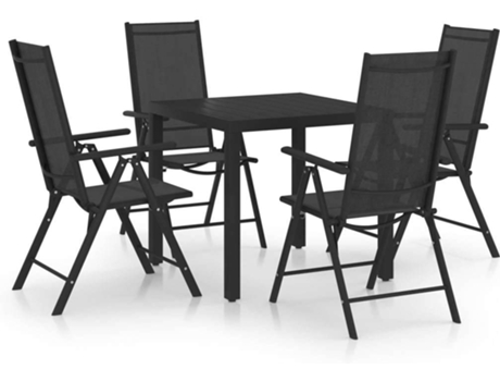 Conjunto 5 de comedor de jardín VIDAXL aluminio negro