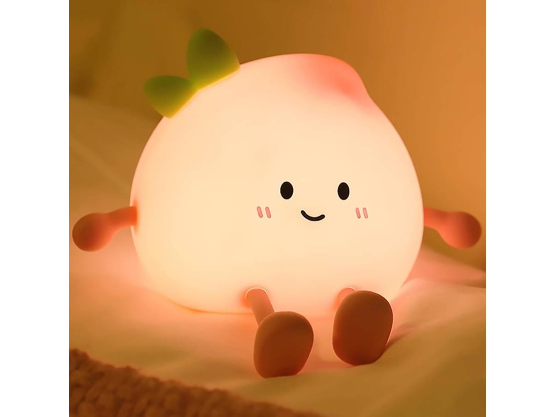 Luz de noche para niños, luz de silicona suave para guardería con 7 colores y 3 niveles de luz cálida ajustable (rosa)