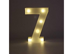 Omni-números Led Iluminados 22cm Blancos 0-9 Para Bodas Cumpleaños Fiesta Con Baterías Número 7