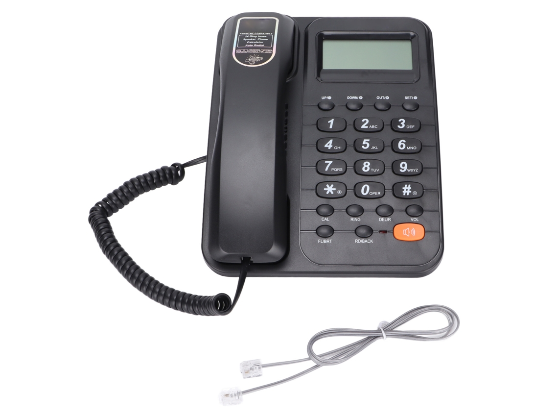 Teléfono Fijo Kx-t2029cid Con Identificador De Llamadas, Interfaz De Extensión Y Sin Batería, Color Negro.