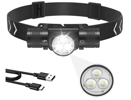 BISBISOUS Linterna Frontal Led Recargable De Aleación De Aluminio Hp330 Ip66 Memoria A Prueba De Agua 6 Modos Negro VIGA EUROPE