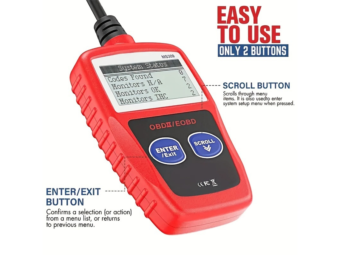 Escáner OBD2 con limpieza HEXINYIGJLY para luz de motor, datos congelados, diagnósticos