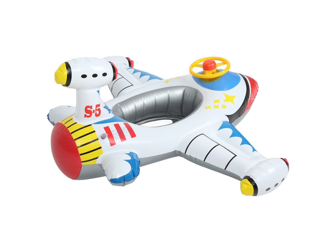 Pelota hinchable con forma de avión y volante para niños, color blanco.