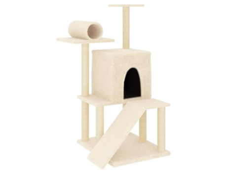 Rascador para gatos con postes de sisal color crema VIDAXL (110,5 cm)