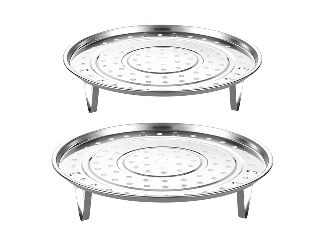 Juego de 2 soportes redondos para vaporera con patas extraíbles, cesta para vaporera para olla multifunción, aptos para lavavajillas.