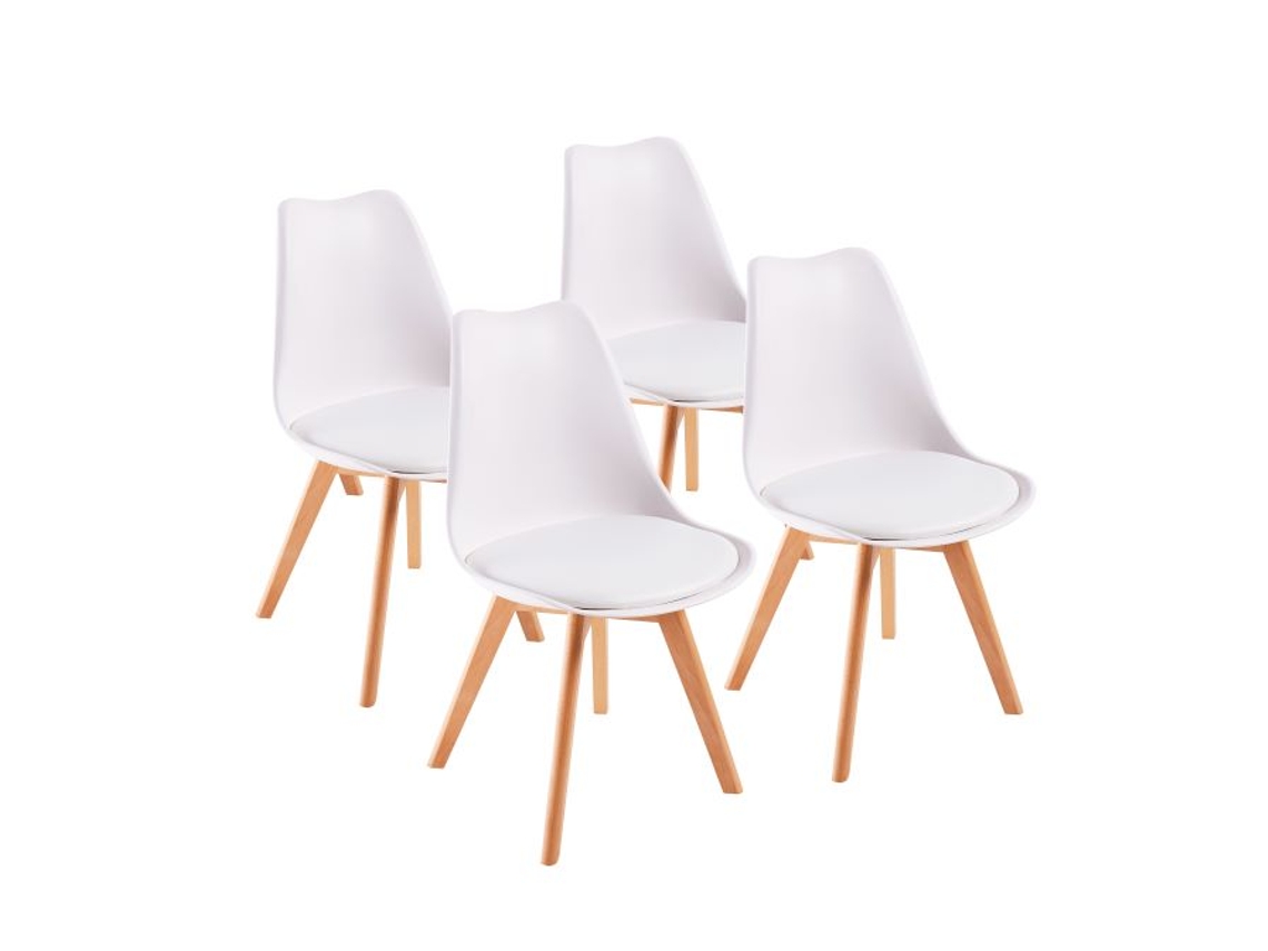 Sillas De Comedor Escandinavas, Sillas De Oficina Retro, Blancas, Juego De 4