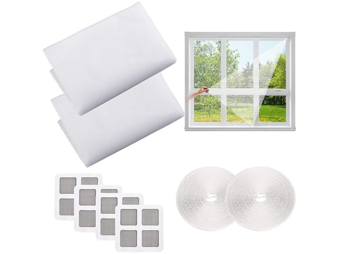 Mosquitera Para Ventana, 2 Piezas Universales (1,5 X 2 M), Ajustable, Invisible Con Cinta Autoadhesiva Y Parches.