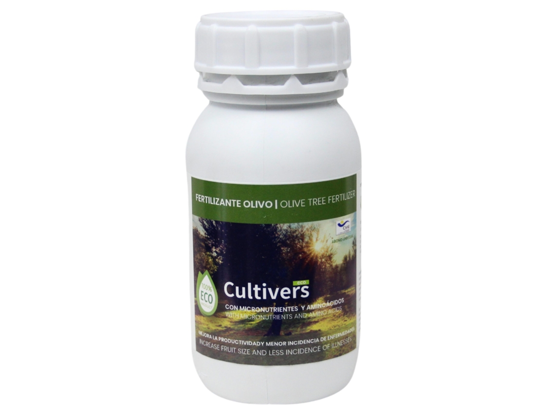 CULTIVERS Fertilizante Olivo Ecológico 250 ml Abono Líquido 100% Orgánico . Mejora la fructificación, cantidad y Calidad de la Oliva
