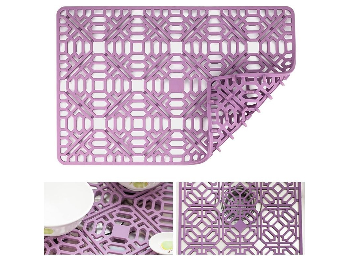 Alfombrilla De Silicona Para Fregadero De Cocina Linjou, Protector De Platos Y Accesorio De Secado (morado)