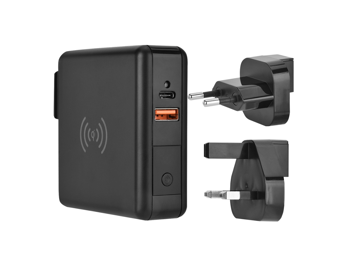 Adaptador De Carga Inalámbrica Universal Portátil 3 En 1 Para Viajes 100-240v Con Enchufe Eu/uk