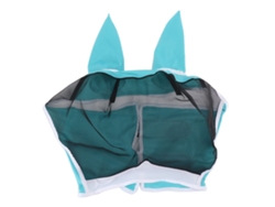 Máscara antiinsectos para caballos, malla elástica, protección UV, azul, talla S, 42x35cm