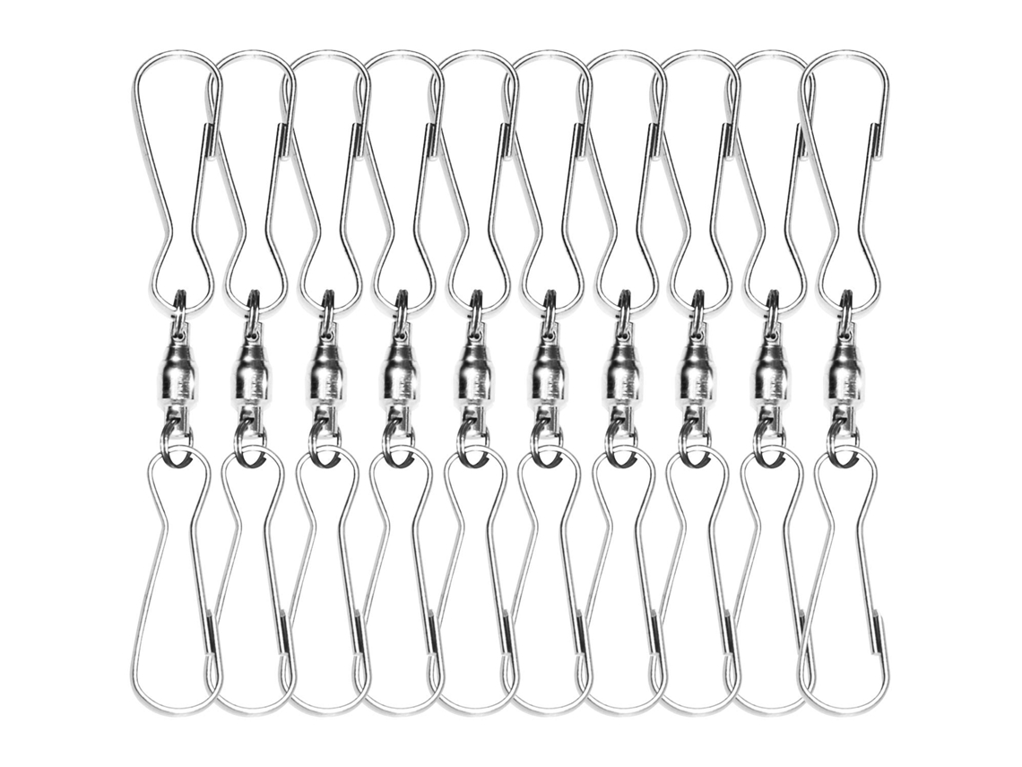 10 ganchos giratorios dobles, 7,6 cm, acero inoxidable, rotación de 360°, para decoraciones y jarrones.
