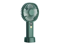 Ventilador Portátil Recargable Por Usb Con 5 Velocidades, Funcionamiento Silencioso E Indicador De Batería Verde Oscuro.