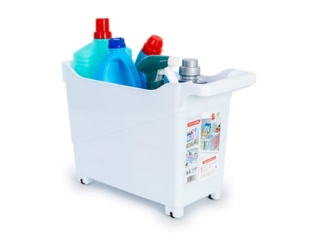 Cesta Organizadora con Ruedas Nº 3 Ideal Bajo Fregadero PLASTIC FORTE (Blanco)