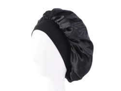 Gorro Negro Para Dormir Con Ala Ancha, De Alta Elasticidad, De Satén Para Mujer.