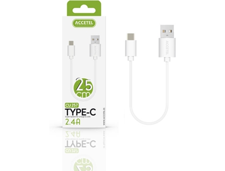 Cable para Samsung Galaxy S20 FE 5G ACCETEL CU-257 (Type-C - 0.25 m - Blanco)