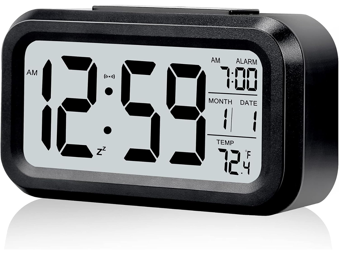 Despertador digital LCD 5,1", calendario, temperatura, snooze, fácil instalación Kofihety (negro)