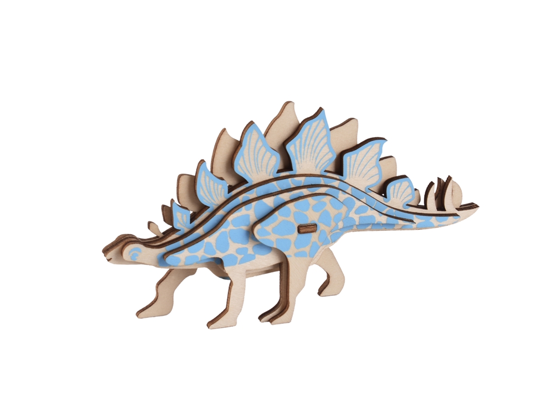 Maqueta de madera 3D. Diseño de estegosaurio. 9 piezas. DAM