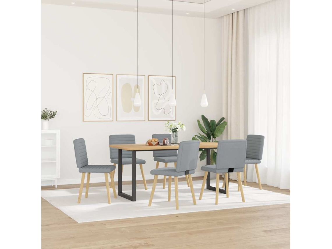 6 sillas de comedor | Silla de comedor | Silla de cocina de tela gris claro