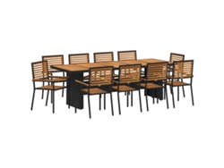 Maison Exclusive - Conjunto De Comedor De Jardín 11 Pcs Negro Y Marrón