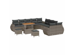 Maison Exclusive - Conjunto de sofás de jardín con cojines, 13 piezas, gris
