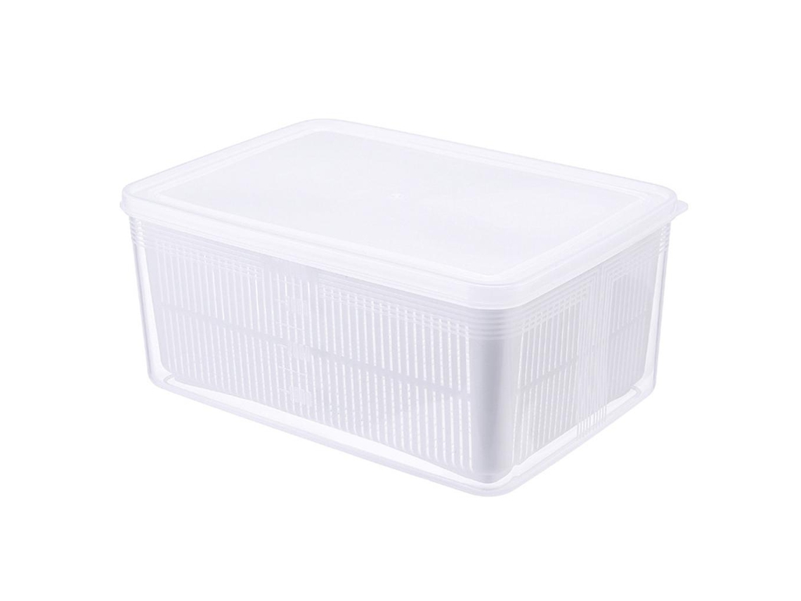 Cesta de plástico multifuncional con tapa para escurrir frutas y verduras.