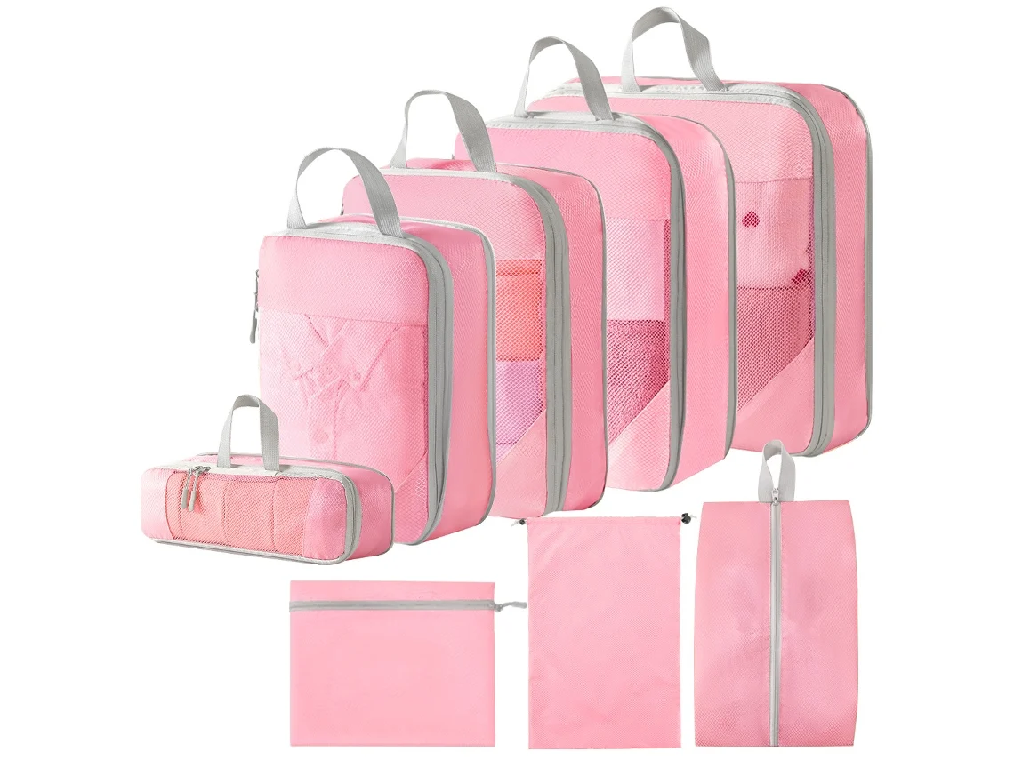Juego de 8 bolsas organizadoras de equipaje EIFSON (rosa)