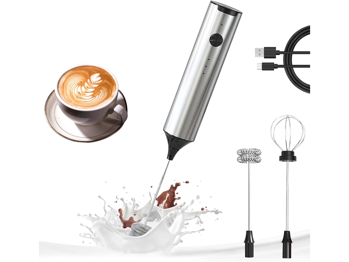 Espumador de leche, batidora eléctrica recargable por USB, ideal para café, capuchino y chocolate caliente.