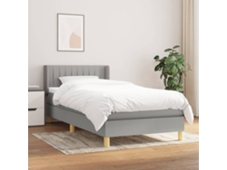 Cama Box Spring Con Colchón Tela Gris Claro 90x200 Cm