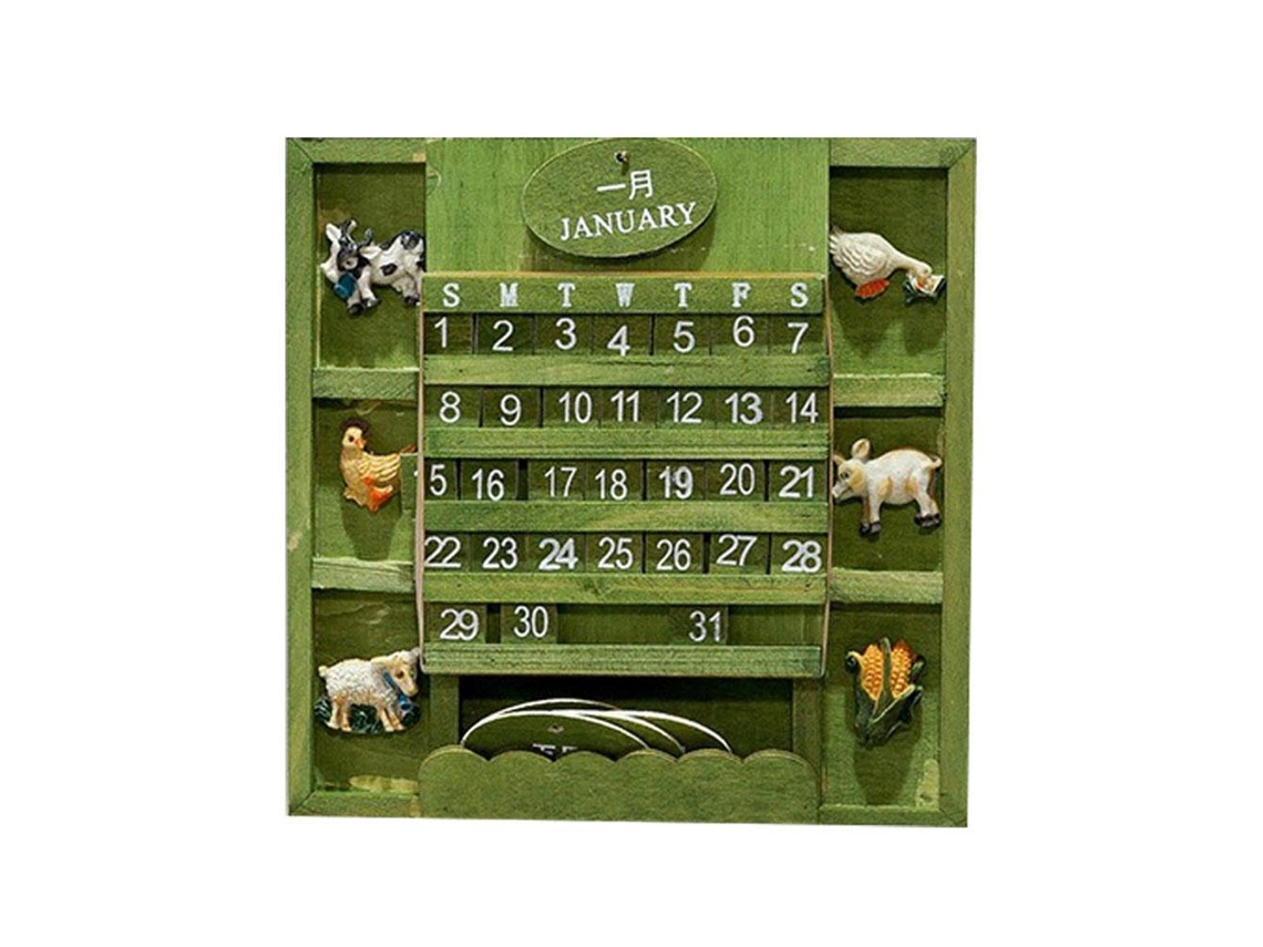 Calendario rústico de madera y cubos de madera