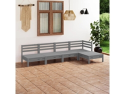 Conjunto de salón de jardín de 5 piezas de pino macizo gris Dkd Home Decor