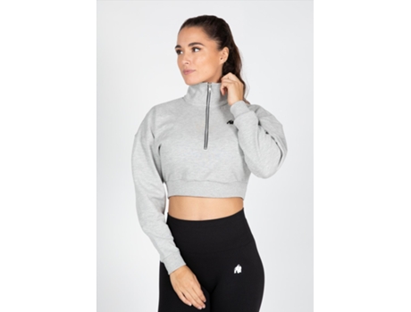 Sudadera Ocala Cropped Half-Zip GORILLA WEAR (Gris - S)