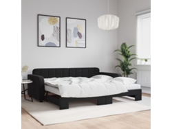 Sofá Cama Nido Con Colchón Terciopelo Negro 90x190 Cm