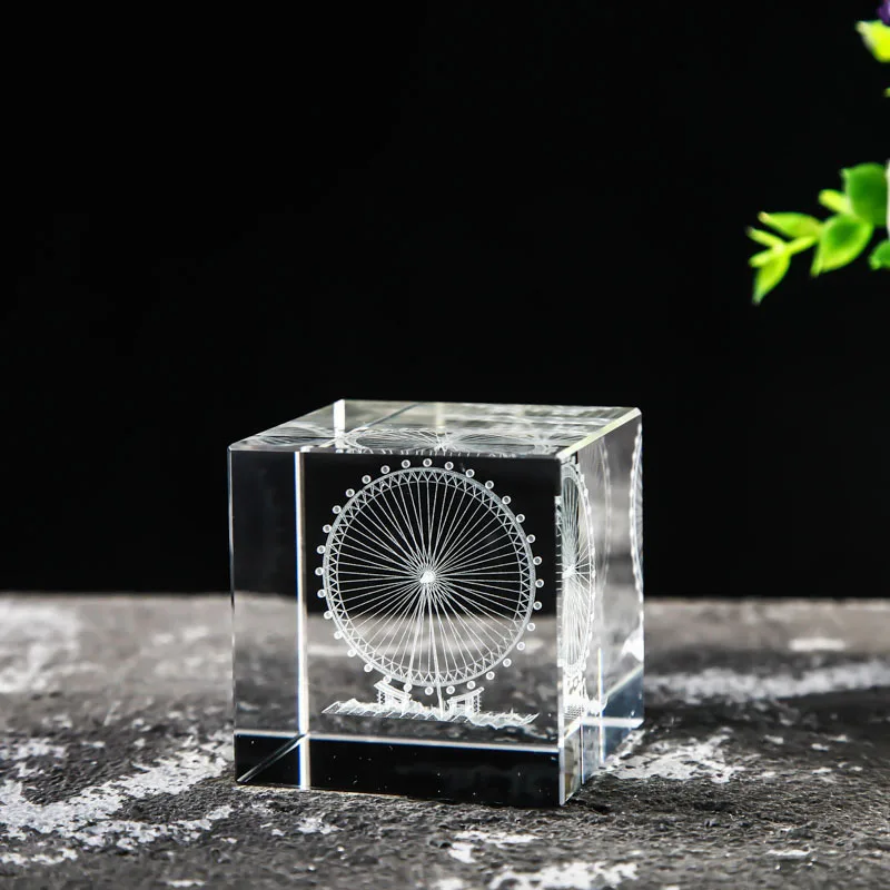 (estilo 9 40 Mm) Prisma De Vidrio Cuadrado De Cristal De 40 Mm Para Joyería, Cubo Grabado Con Láser 3d