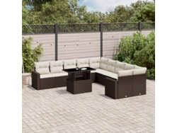 Conjunto de sofá de jardín de 11 piezas con cojines de mimbre marrón de DKD Home Decor