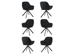 Sillas De Comedor Goeurvant 1370(pack De 6, Negro, Terciopelo)