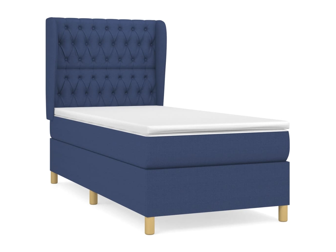 Maison Exclusive - Cama Box Spring Con Colchón Tela Azul 100x200 Cm