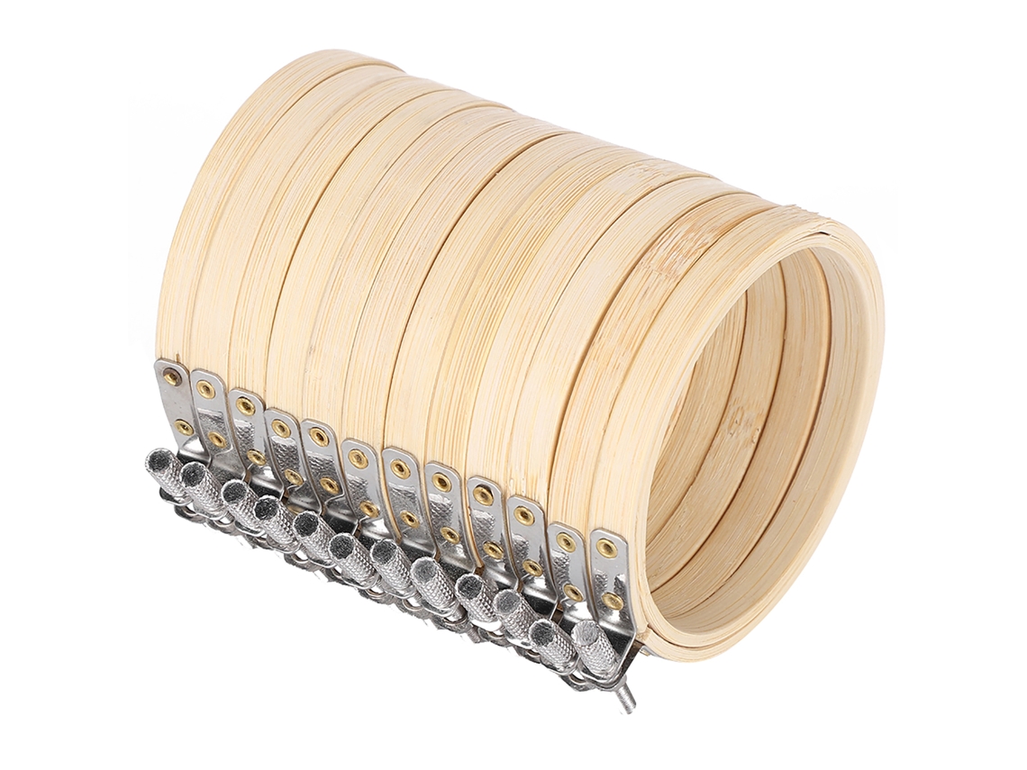 12 aros de bordado de bambú ajustables de 9 cm/3,5 pulgadas, herramienta de costura artesanal