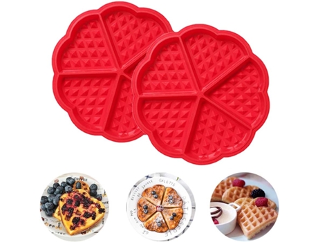 Molde para hornear gofres de silicona con forma de corazón, 2 uds., molde para magdalenas y panqueques de 5 cavidades, herramienta de decoración pa...